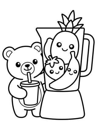 Bobbie Making Fruit Juice para colorir Desenho de Bobbie Making Fruit Juice para colorir e imprimir grátis