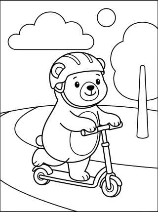 Bobbie Riding a Scooter para colorir Desenho de Bobbie Riding a Scooter para colorir e imprimir grátis