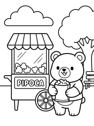 Bobbie Buying Popcorn at the Park para colorir Desenho de Bobbie Buying Popcorn at the Park para colorir e imprimir grátis