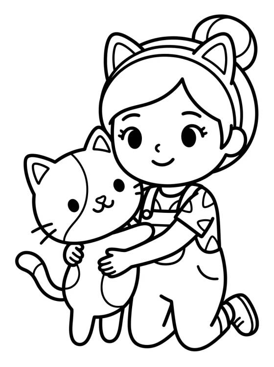 Cakey Cat Hugging Gabby para colorir Desenho de Cakey Cat Hugging Gabby para colorir e imprimir grátis