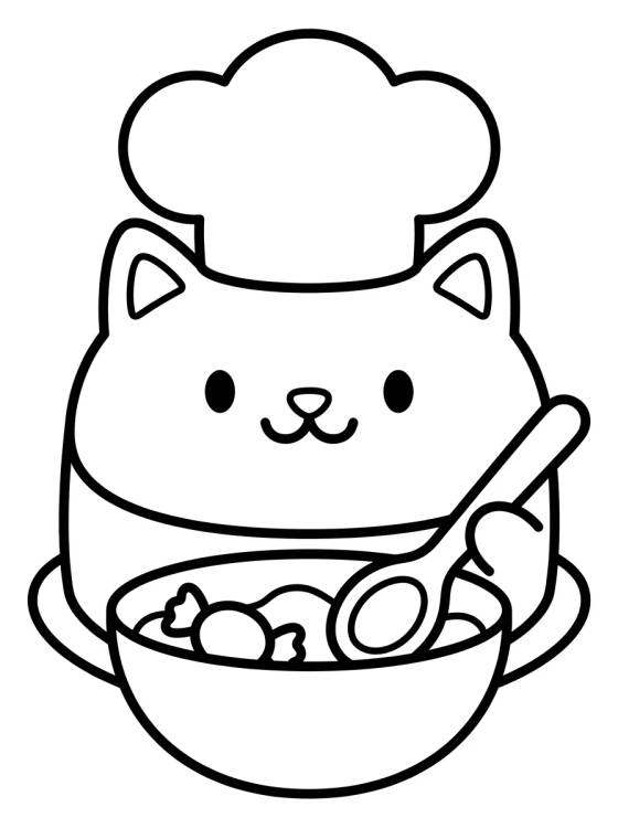 Cakey Cat Chef Coloring Page para colorir Desenho de Cakey Cat Chef Coloring Page para colorir e imprimir grátis