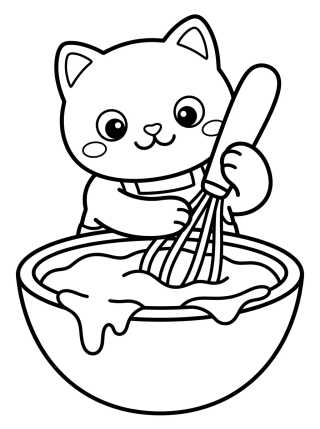 Cakey Cat with Magic Mixer para colorir Desenho de Cakey Cat with Magic Mixer para colorir e imprimir grátis