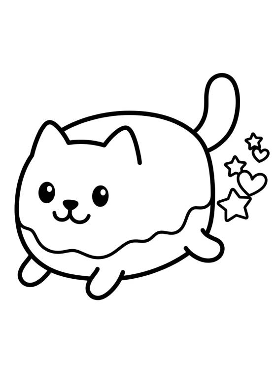 Cakey Cat Running with Little Stars para colorir Desenho de Cakey Cat Running with Little Stars para colorir e imprimir grátis
