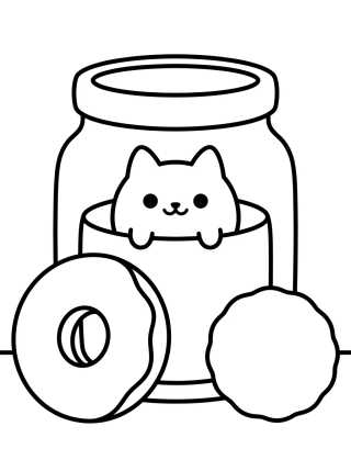 Cakey Cat Inside a Candy Jar para colorir Desenho de Cakey Cat Inside a Candy Jar para colorir e imprimir grátis