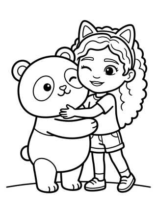 Gabby and Cakey Cat Hugging para colorir Desenho de Gabby and Cakey Cat Hugging para colorir e imprimir grátis