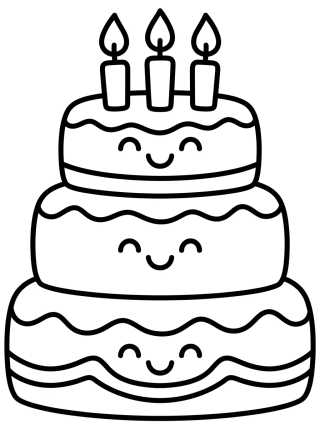 Three-Tier Birthday Cake para colorir Desenho de Three-Tier Birthday Cake para colorir e imprimir grátis