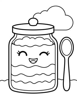 Kawaii Jar Cake para colorir Desenho de Kawaii Jar Cake para colorir e imprimir grátis