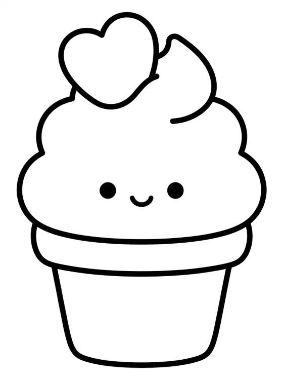Cute Ice Cream Cupcake para colorir Desenho de Cute Ice Cream Cupcake para colorir e imprimir grátis
