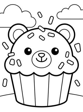 Teddy Bear Cupcake para colorir Desenho de Teddy Bear Cupcake para colorir e imprimir grátis