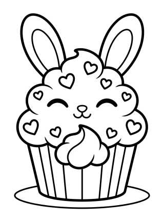 Bunny Ears Cupcake para colorir Desenho de Bunny Ears Cupcake para colorir e imprimir grátis
