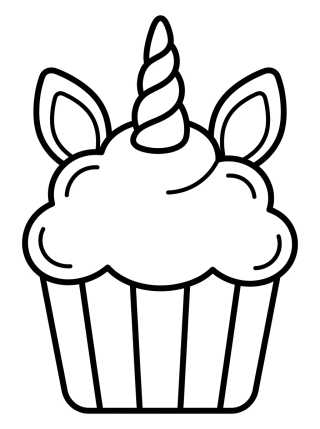 Magical Unicorn Cupcake para colorir Desenho de Magical Unicorn Cupcake para colorir e imprimir grátis