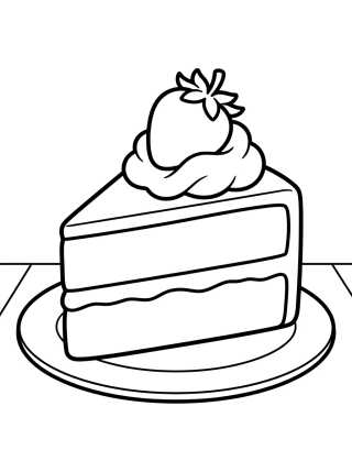 Slice of Strawberry Cake para colorir Desenho de Slice of Strawberry Cake para colorir e imprimir grátis