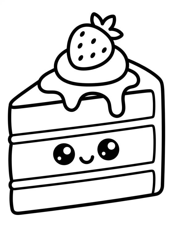Strawberry Cake Slice para colorir Desenho de Strawberry Cake Slice para colorir e imprimir grátis