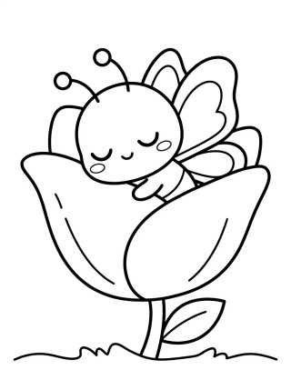 Baby Butterfly Sleeping in a Tulip para colorir Desenho de Baby Butterfly Sleeping in a Tulip para colorir e imprimir grátis