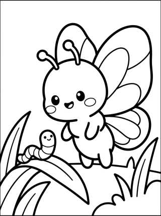Curious Baby Butterfly para colorir Desenho de Curious Baby Butterfly para colorir e imprimir grátis