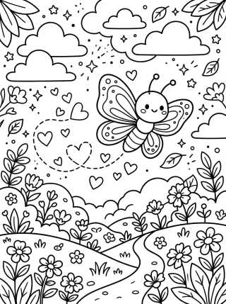 Butterfly with Heart Trail para colorir Desenho de Butterfly with Heart Trail para colorir e imprimir grátis