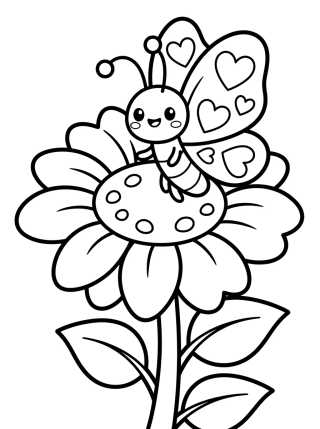 Happy Butterfly on a Magic Flower para colorir Desenho de Happy Butterfly on a Magic Flower para colorir e imprimir grátis