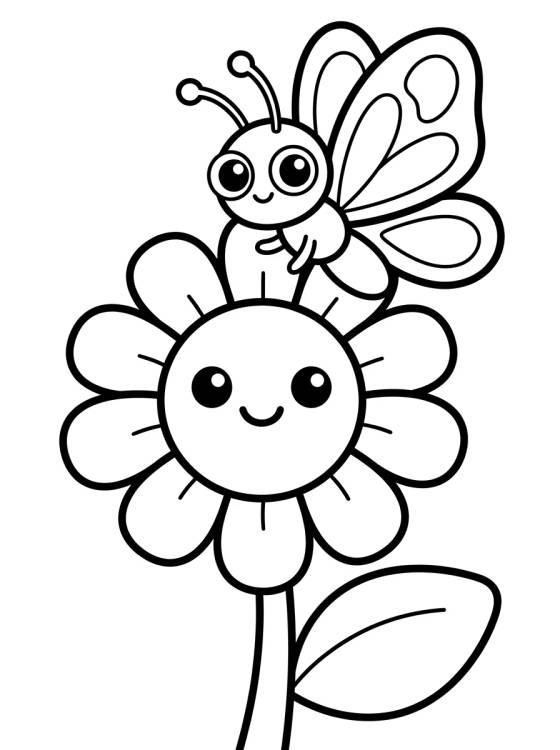 Cute Butterfly on a Flower para colorir Desenho de Cute Butterfly on a Flower para colorir e imprimir grátis