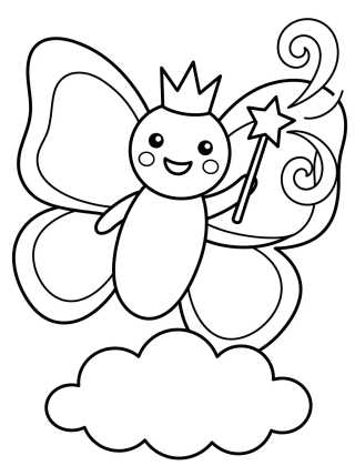 Kawaii Butterfly with Magic Wand para colorir Desenho de Kawaii Butterfly with Magic Wand para colorir e imprimir grátis