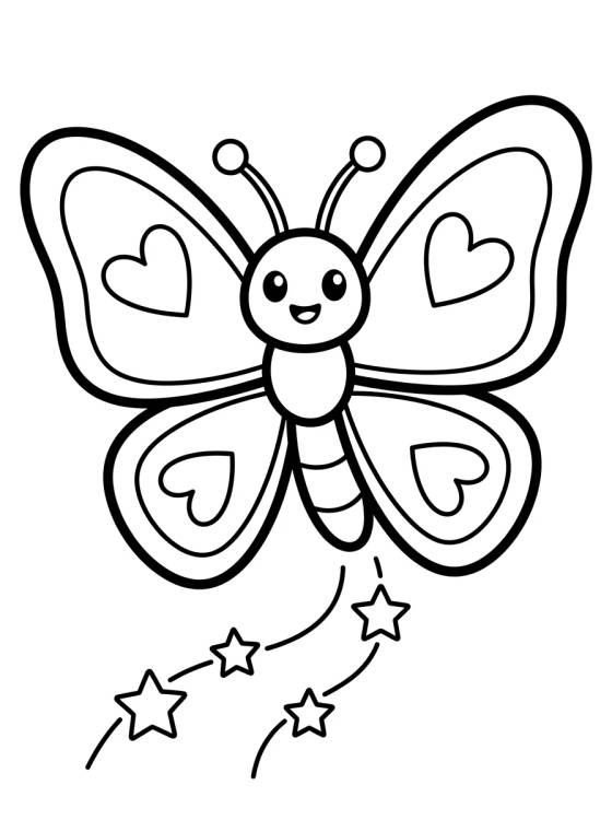 Little Butterfly with Heart Wings para colorir Desenho de Little Butterfly with Heart Wings para colorir e imprimir grátis