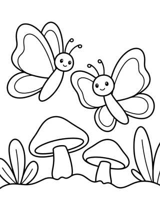 Butterfly Besties in the Garden para colorir Desenho de Butterfly Besties in the Garden para colorir e imprimir grátis