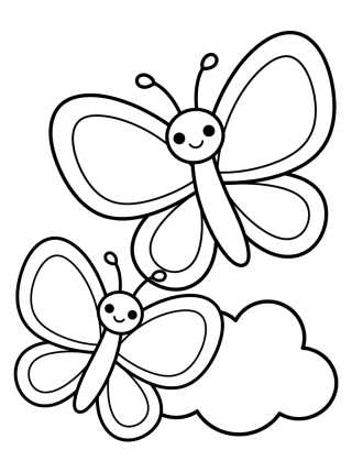 Cute Pair of Butterflies Flying para colorir Desenho de Cute Pair of Butterflies Flying para colorir e imprimir grátis