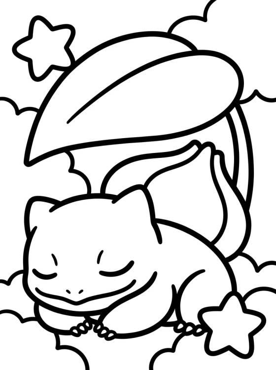Sleeping Baby Bulbasaur para colorir Desenho de Sleeping Baby Bulbasaur para colorir e imprimir grátis