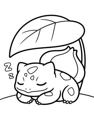 Sleeping Bulbasaur para colorir Desenho de Sleeping Bulbasaur para colorir e imprimir grátis
