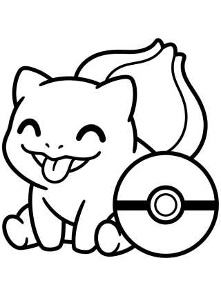 Bulbasaur and the Poké Ball para colorir Desenho de Bulbasaur and the Poké Ball para colorir e imprimir grátis