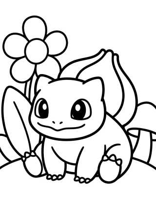 Cute Bulbasaur in the Garden para colorir Desenho de Cute Bulbasaur in the Garden para colorir e imprimir grátis