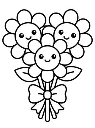 Happy Sunflower Bouquet para colorir Desenho de Happy Sunflower Bouquet para colorir e imprimir grátis