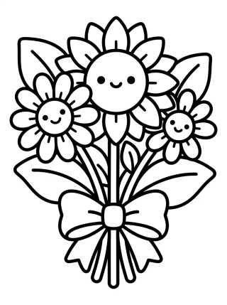 Daisy and Sunflower Bouquet para colorir Desenho de Daisy and Sunflower Bouquet para colorir e imprimir grátis