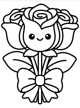 Coleção de desenhos para colorir: Cute Flower Bouquet Coloring Pages