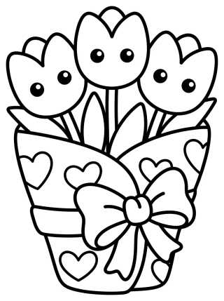 Enchanted Tulip Bouquet para colorir Desenho de Enchanted Tulip Bouquet para colorir e imprimir grátis