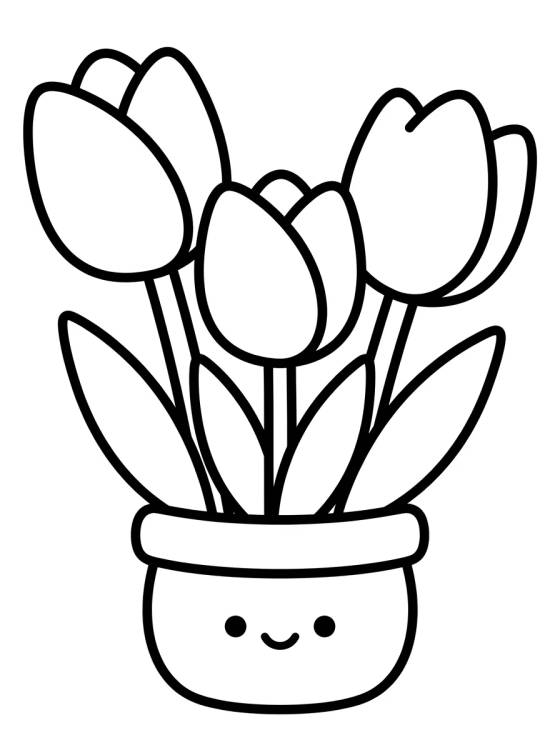 Tulip Bouquet in a Vase para colorir Desenho de Tulip Bouquet in a Vase para colorir e imprimir grátis