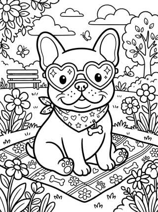 Stylish French Bulldog para colorir Desenho de Stylish French Bulldog para colorir e imprimir grátis