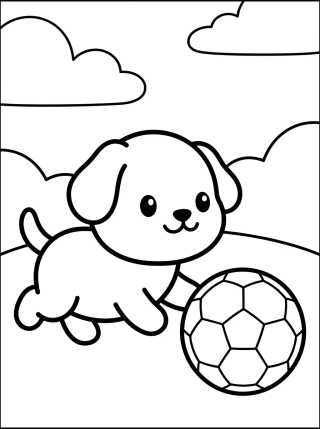 Cute Puppy Playing with a Ball para colorir Desenho de Cute Puppy Playing with a Ball para colorir e imprimir grátis