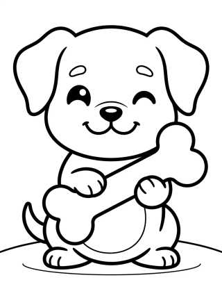 Cute Puppy with a Bone para colorir Desenho de Cute Puppy with a Bone para colorir e imprimir grátis