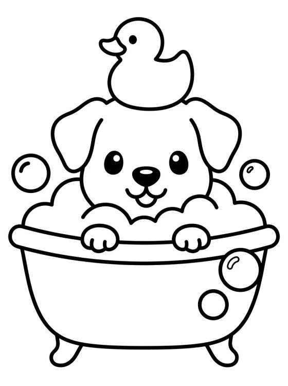 Puppy Taking a Bubble Bath para colorir Desenho de Puppy Taking a Bubble Bath para colorir e imprimir grátis