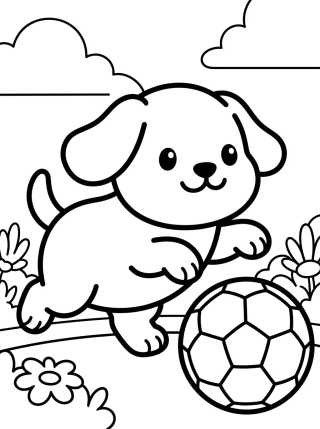 Dog Playing with a Ball para colorir Desenho de Dog Playing with a Ball para colorir e imprimir grátis