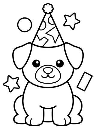 Dog with Birthday Hat para colorir Desenho de Dog with Birthday Hat para colorir e imprimir grátis