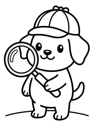 Detective Dog with Magnifying Glass para colorir Desenho de Detective Dog with Magnifying Glass para colorir e imprimir grátis
