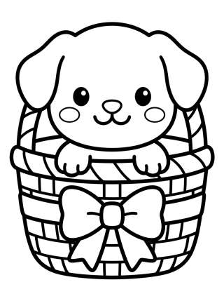 Coleção de desenhos para colorir: Kawaii Puppy Coloring Pages