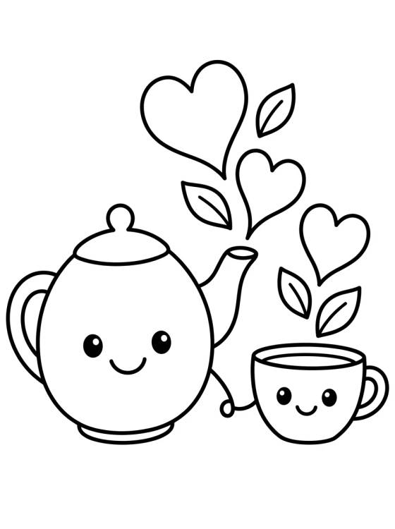 Best Friend Teapot and Cup para colorir Desenho de Best Friend Teapot and Cup para colorir e imprimir grátis