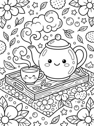 Teapot and Cup Best Friends para colorir Desenho de Teapot and Cup Best Friends para colorir e imprimir grátis