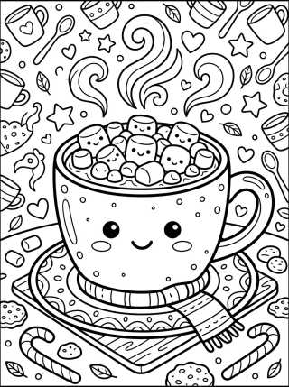 Hot Chocolate with Marshmallows para colorir Desenho de Hot Chocolate with Marshmallows para colorir e imprimir grátis