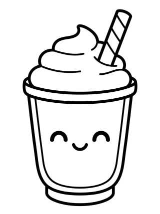 Kawaii Frappuccino with Whipped Cream para colorir Desenho de Kawaii Frappuccino with Whipped Cream para colorir e imprimir grátis