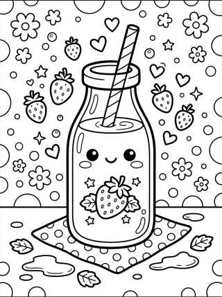 Strawberry Milk Bottle para colorir Desenho de Strawberry Milk Bottle para colorir e imprimir grátis