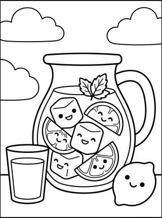 Refreshing Lemonade Pitcher para colorir Desenho de Refreshing Lemonade Pitcher para colorir e imprimir grátis