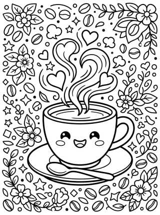 Cute Coffee Mug para colorir Desenho de Cute Coffee Mug para colorir e imprimir grátis
